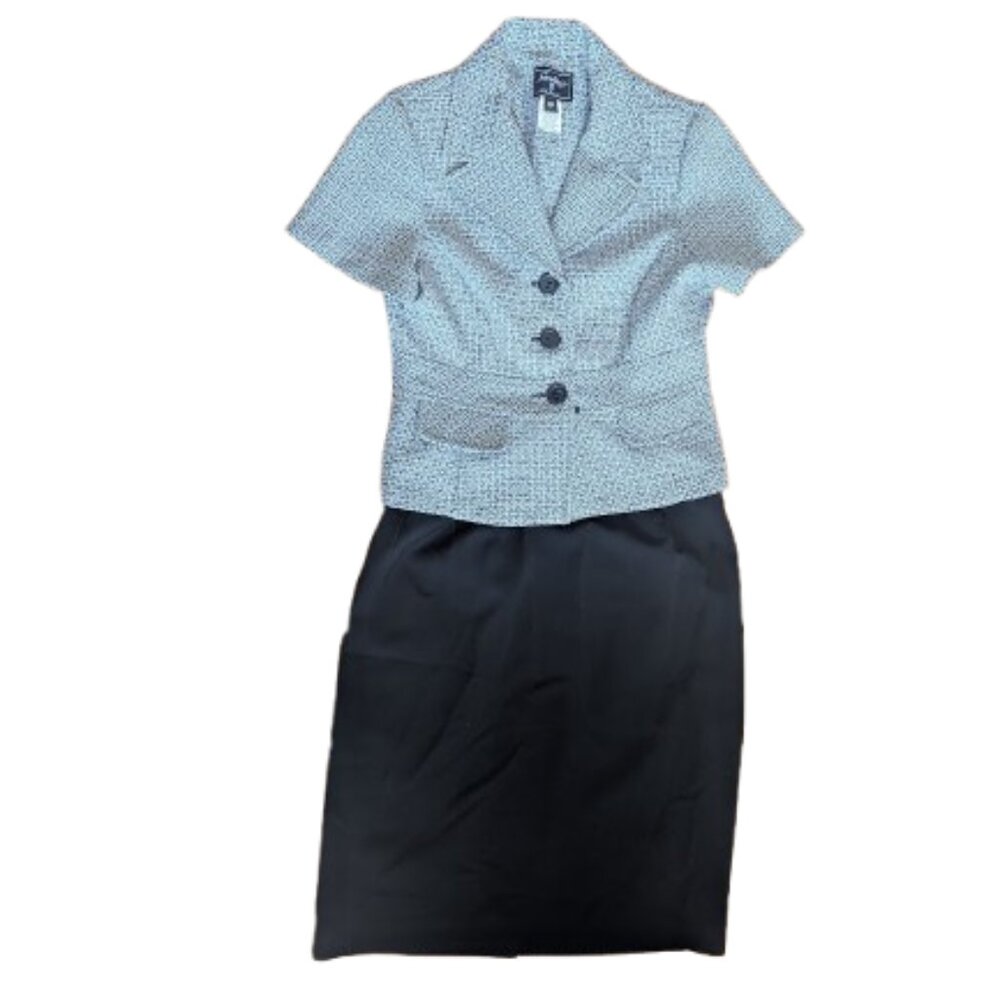 Gray and Black Skirt Suit Size 8 Petite